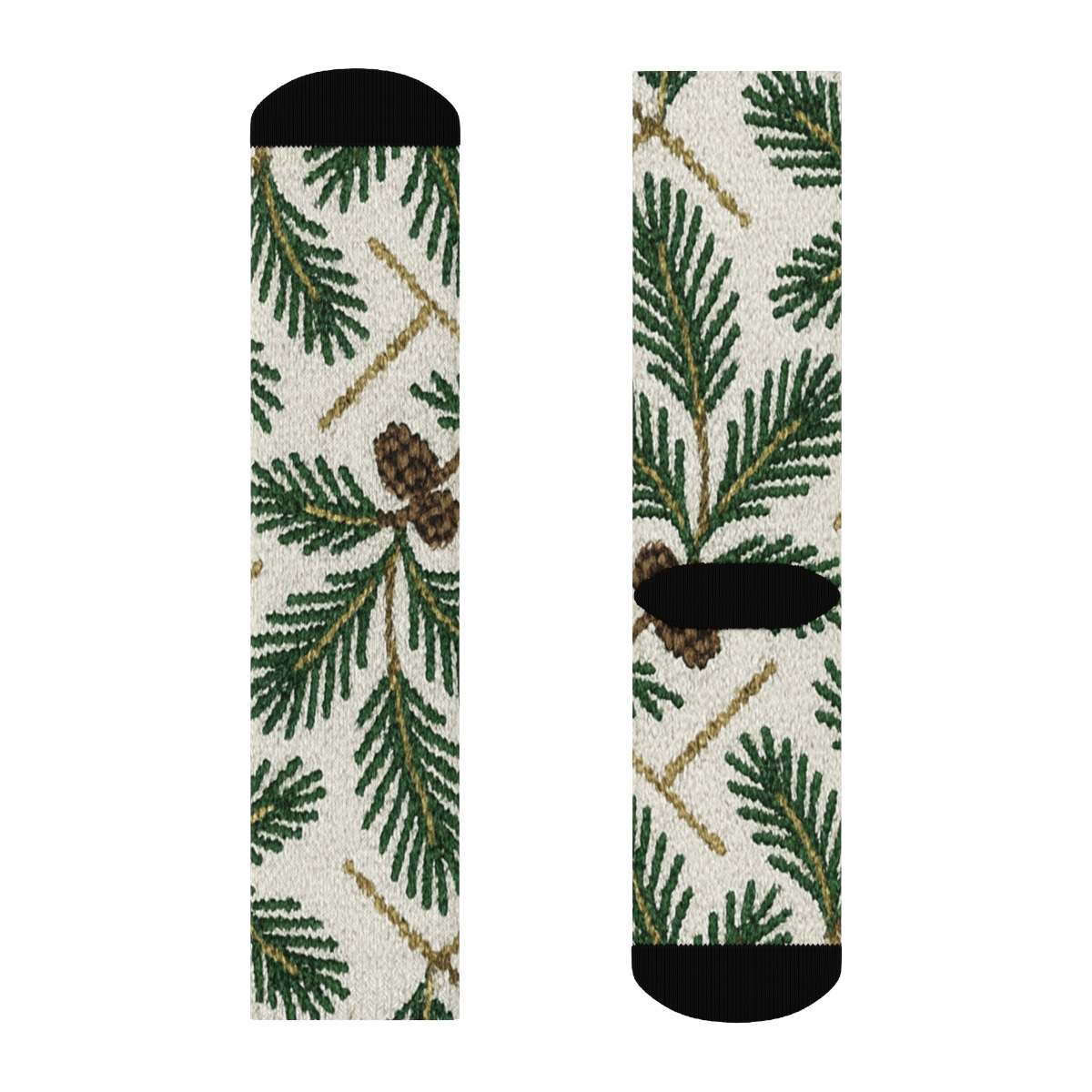 Evergreen Branches Nordic Knit Illusion Lattice premium sports crew socks