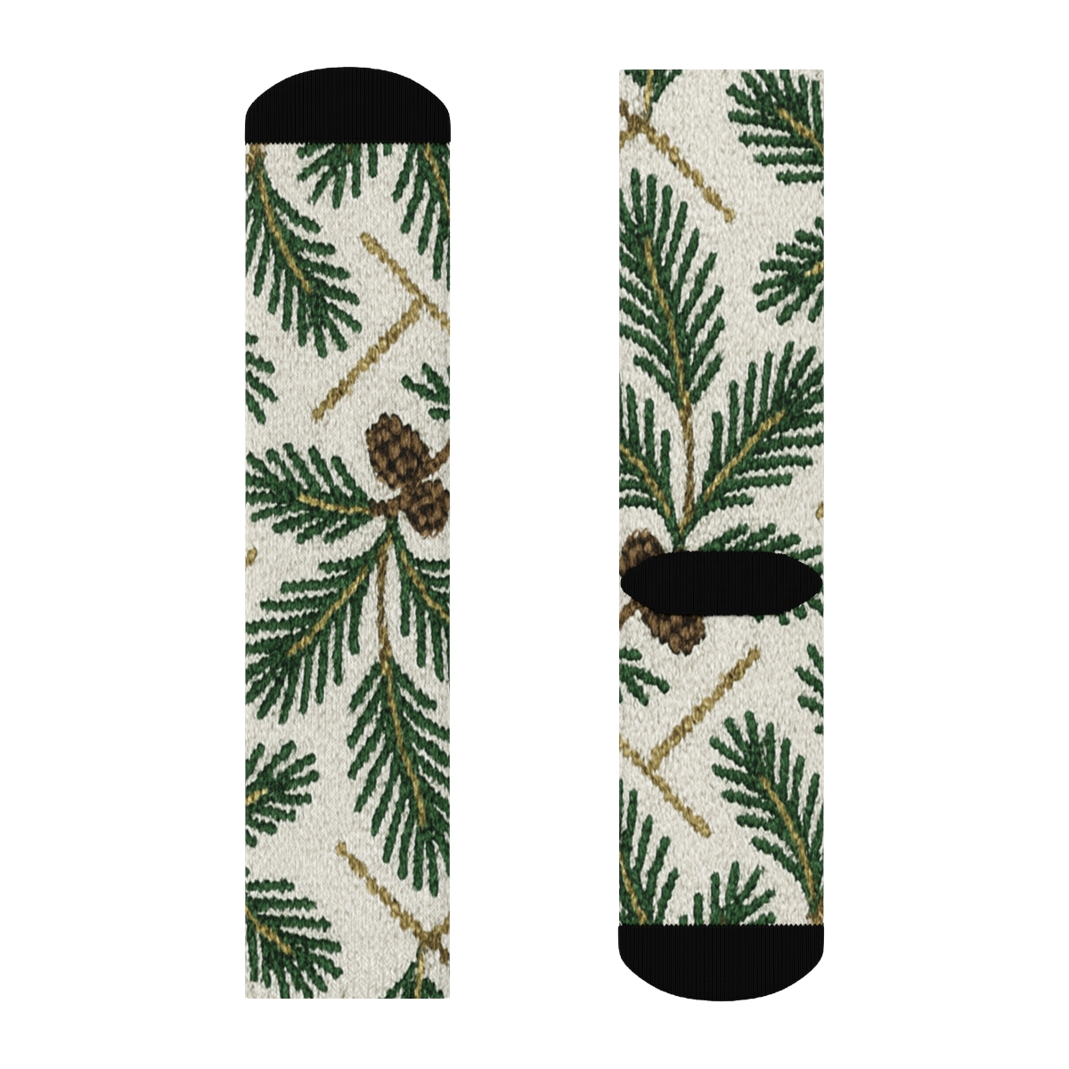 Evergreen Branches Nordic Knit Illusion Lattice premium sports crew socks