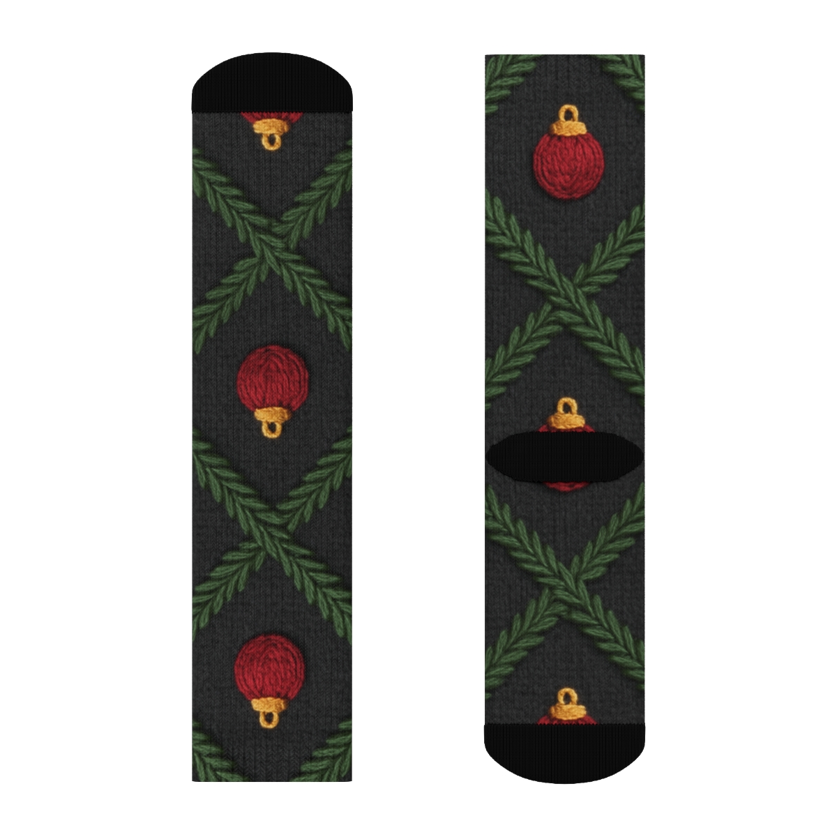 Evergreen Lattice With Ornament Nodes stylish athletic crew socks