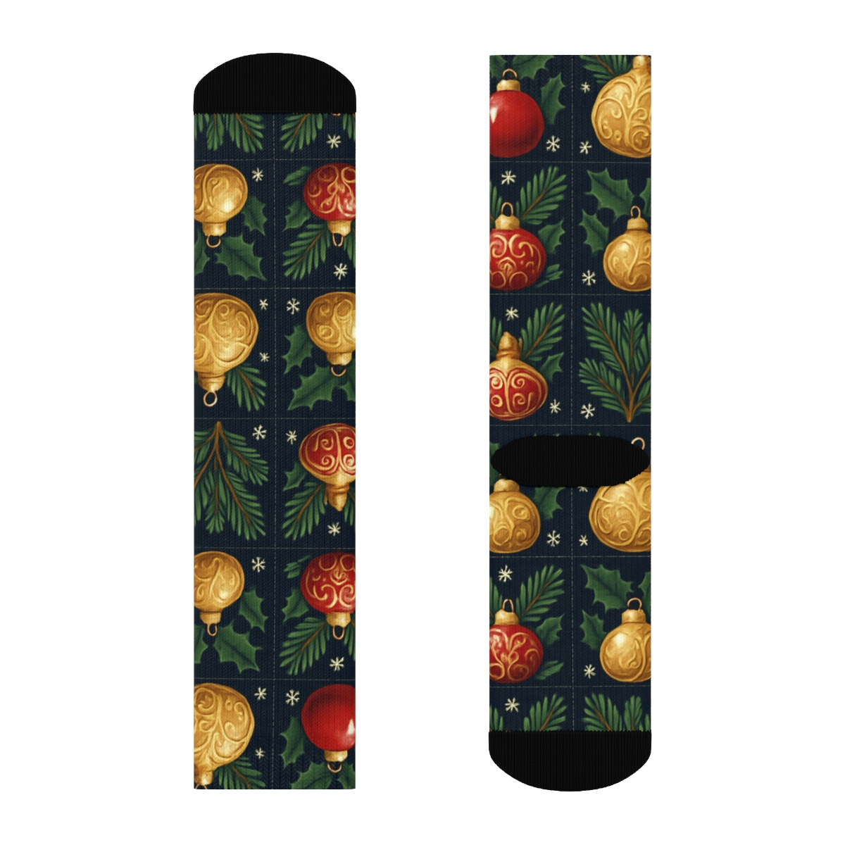 Evergreen Ornament Grid unique graphic crew socks