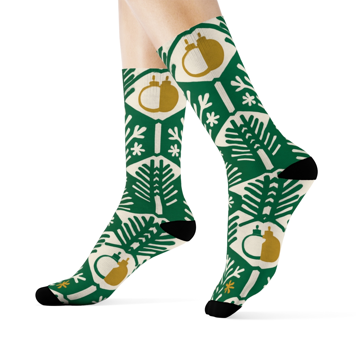 Evergreen Ornament Tessellation premium sports crew socks