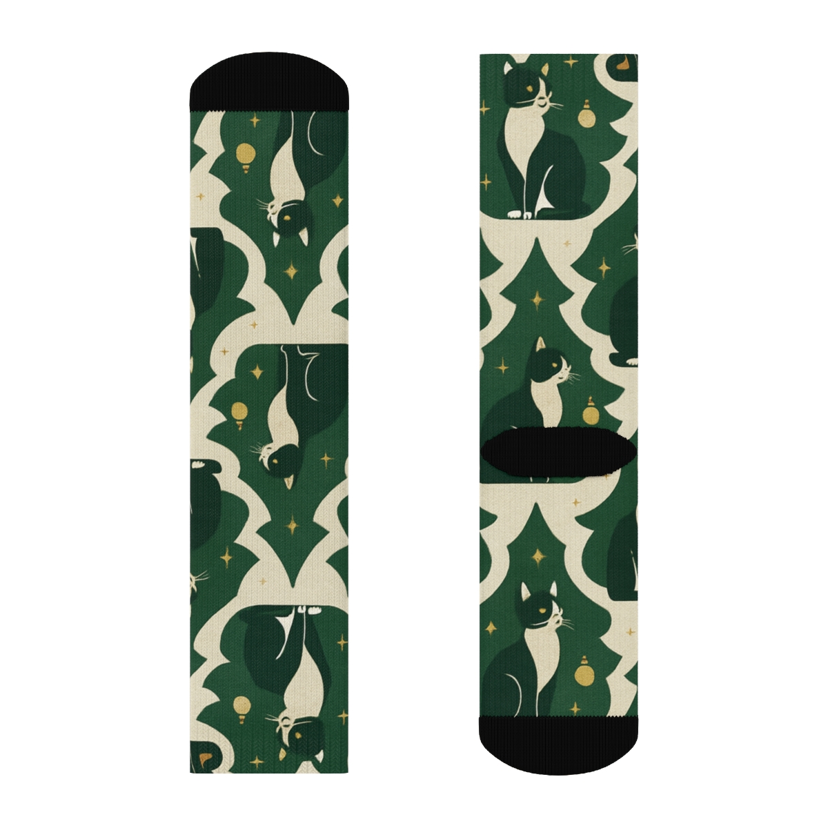 Evergreen Tuxedo Cat Tessellation stylish athletic crew socks
