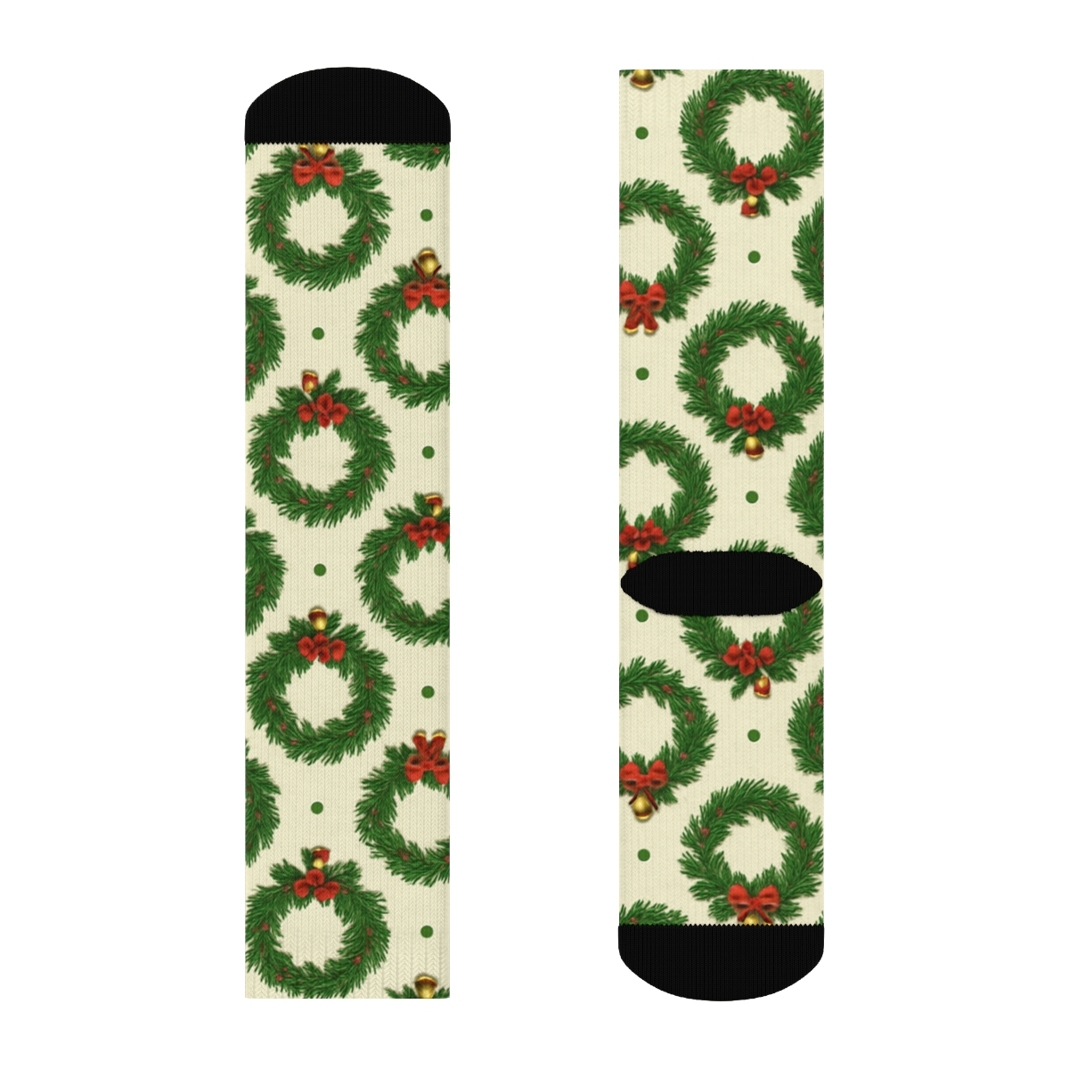 Evergreen Wreath Grid trendy patterned crew socks