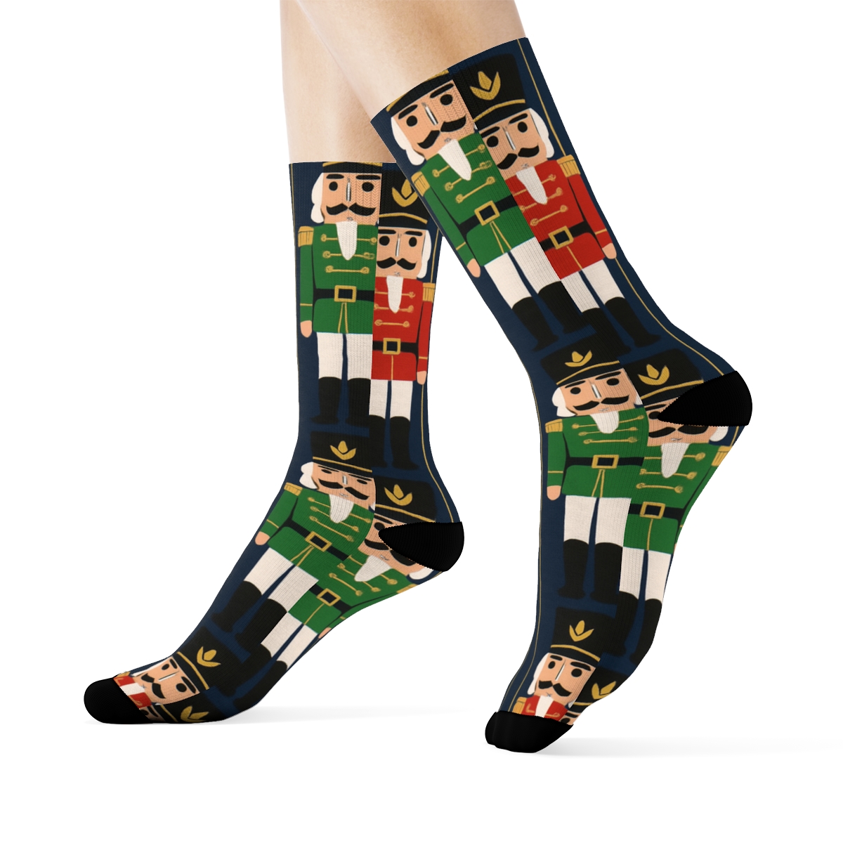 Nutcracker Holiday March Stripe comfortable cotton crew socks