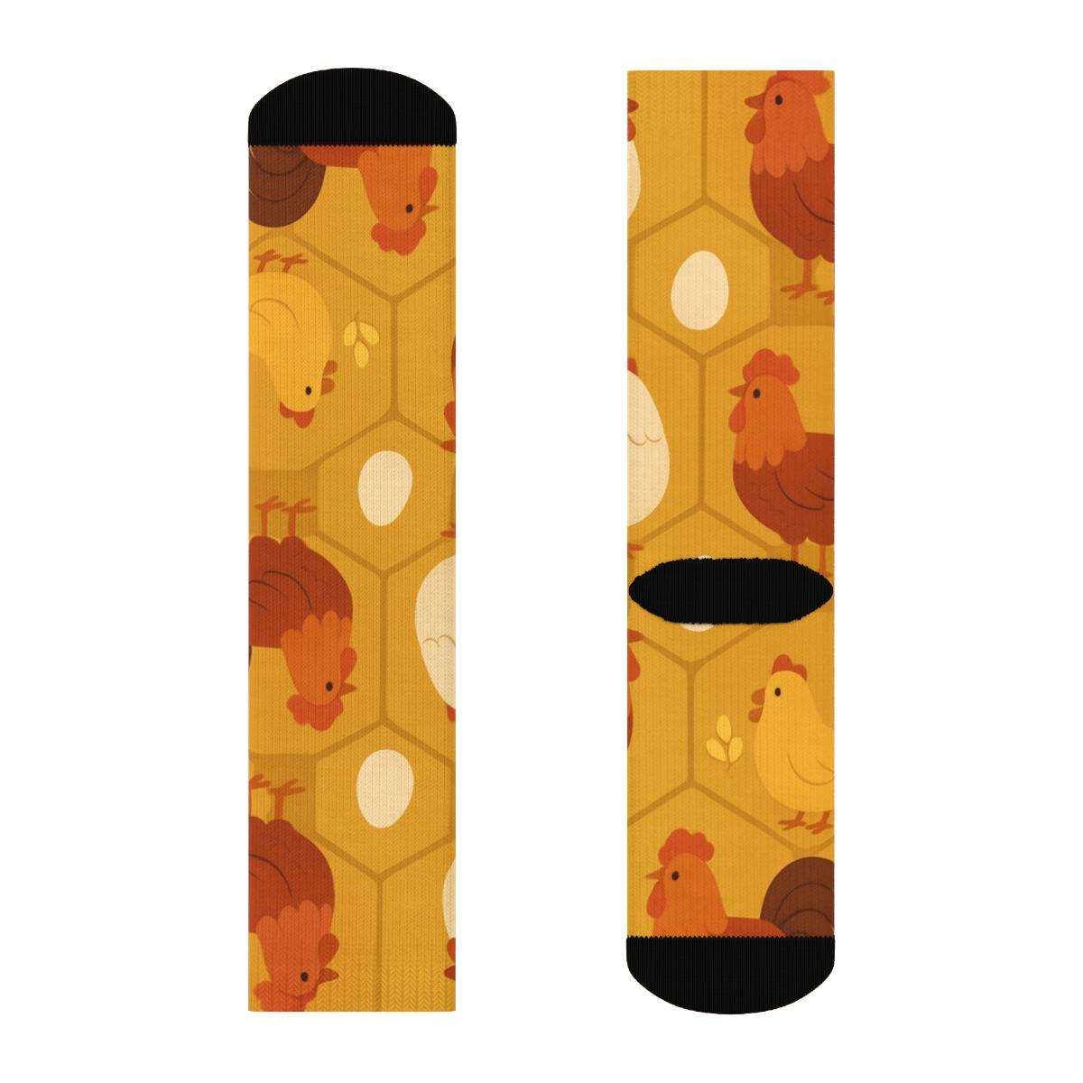 Honeycomb Chicken Parade On Mustard Field stylish athletic crew socks