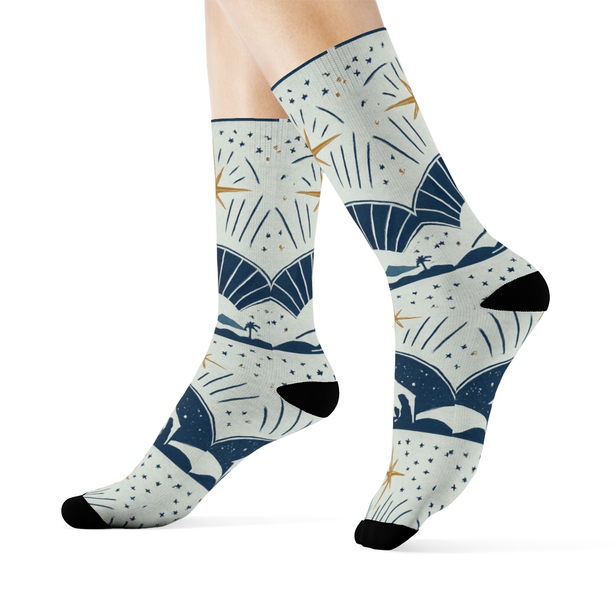 Vintage Poster Repeat With Star Of Bethlehem Horizon soft everyday crew socks