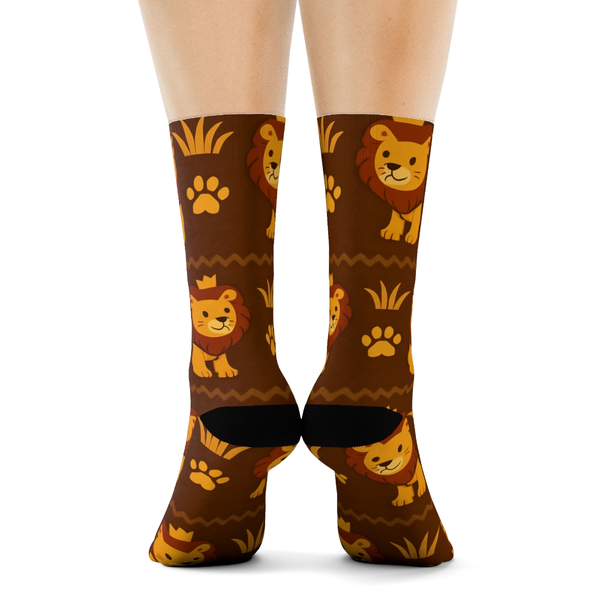Savanna Parade Lion Pattern Bands stylish athletic crew socks