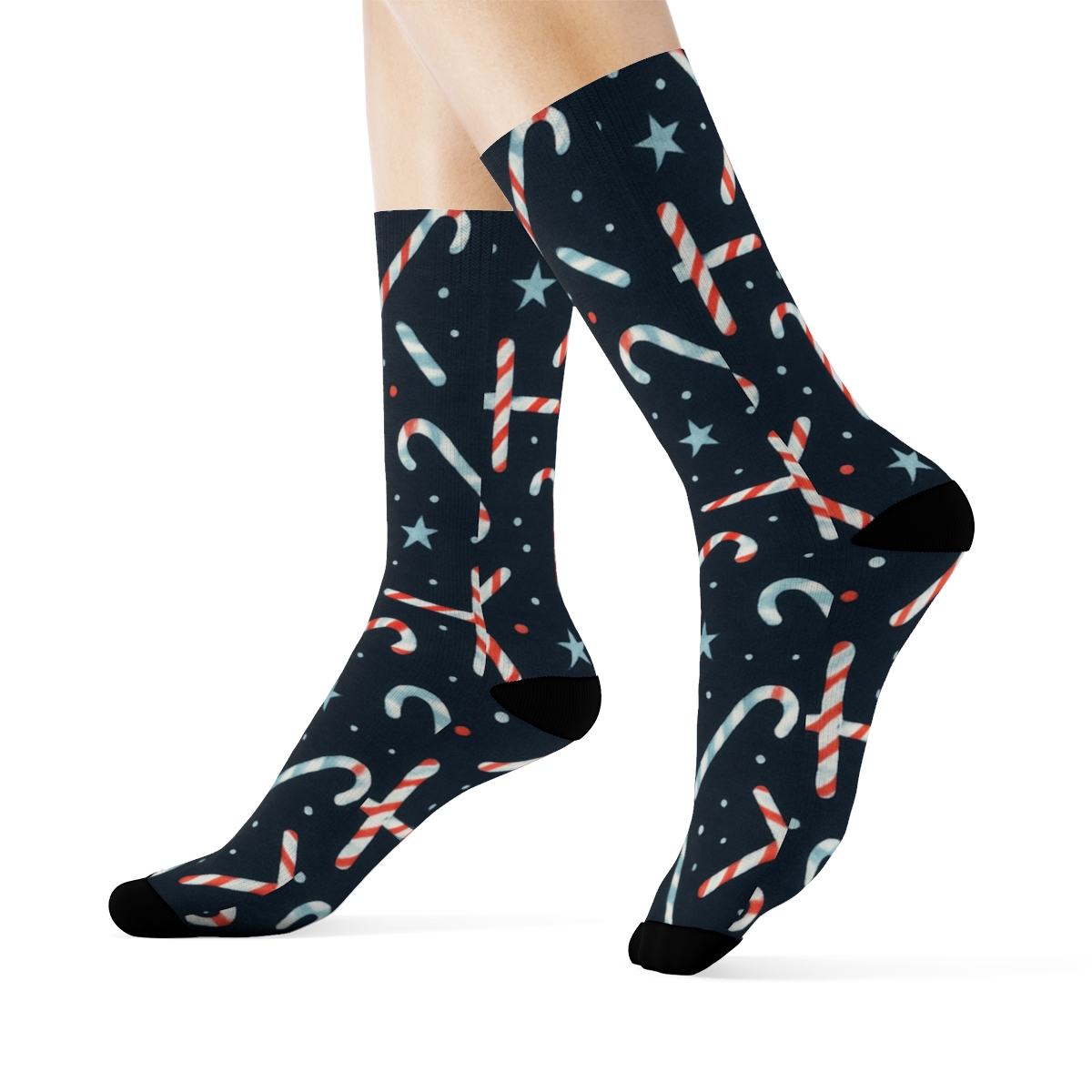 Icy Night Candy-canes Constellation Grid premium sports crew socks