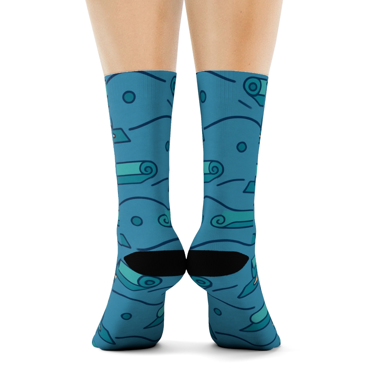 Therapy Blue Waves With Physical Therapist Silhouette Motifs premium sports crew socks