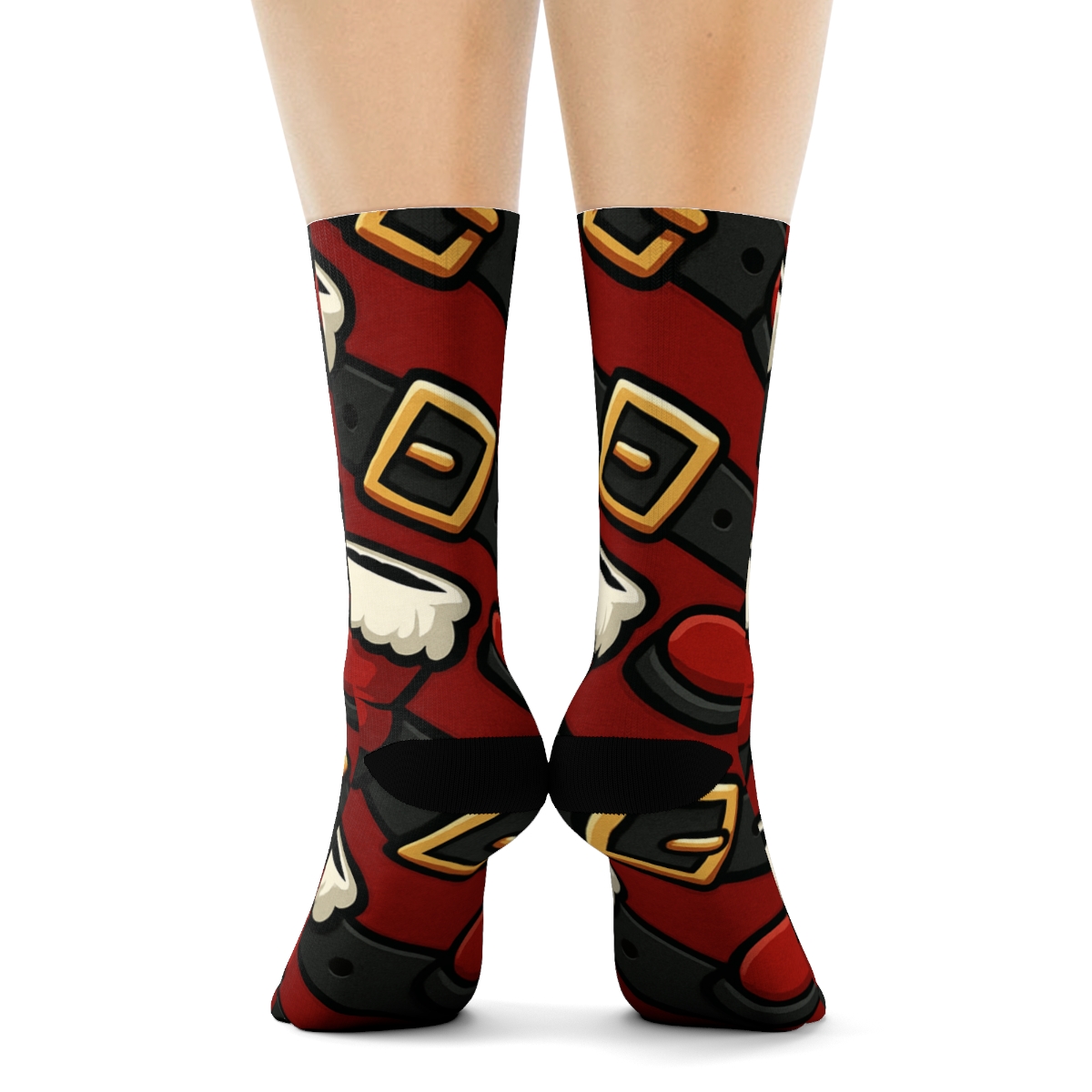 Boots And Belt With Santa Rhythm Repeat personalized crew socks