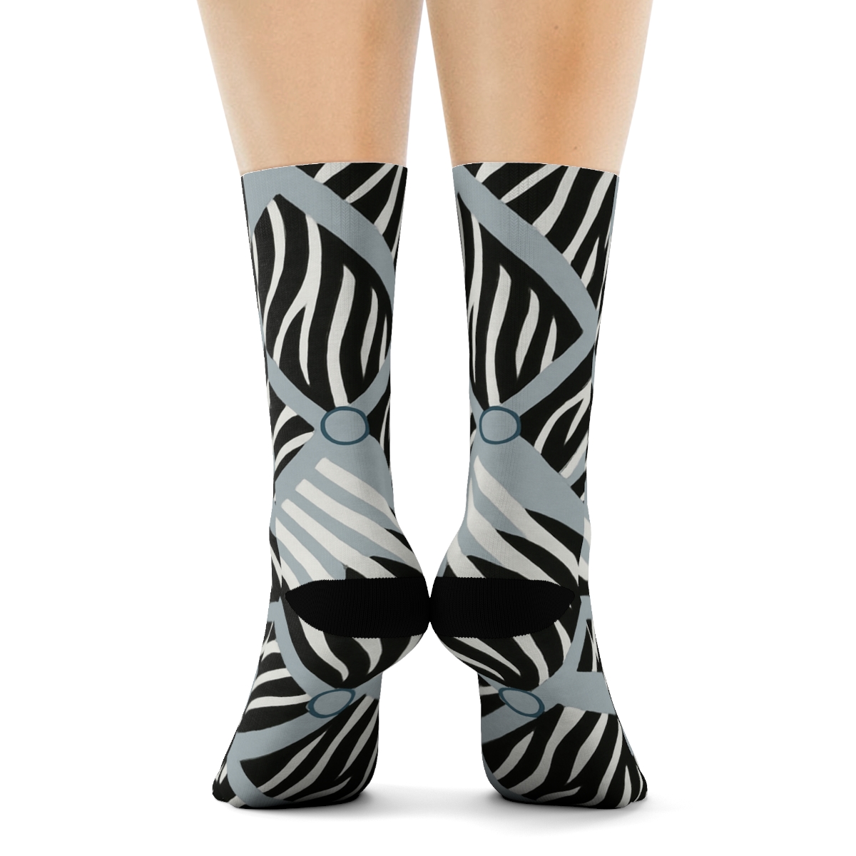 Teal Eclipse Zebra Crossing Tessellation personalized crew socks