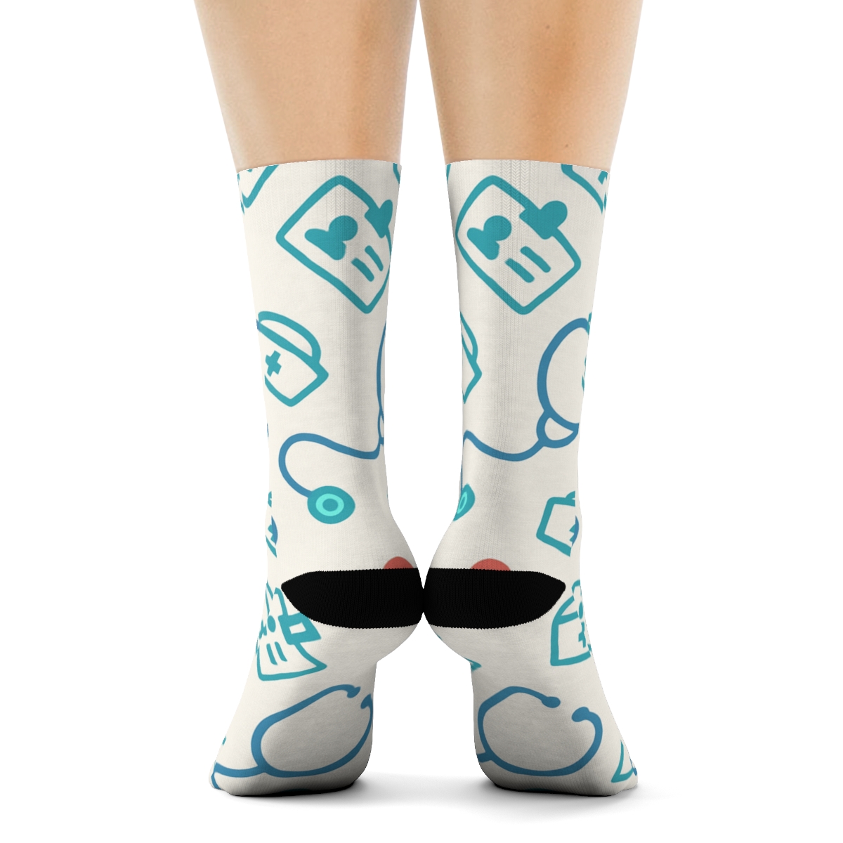 Scrub Blue Lattice Nurse Pattern comfortable cotton crew socksScrub Blue Lattice Nurse Pattern Crew Socks - Image 4