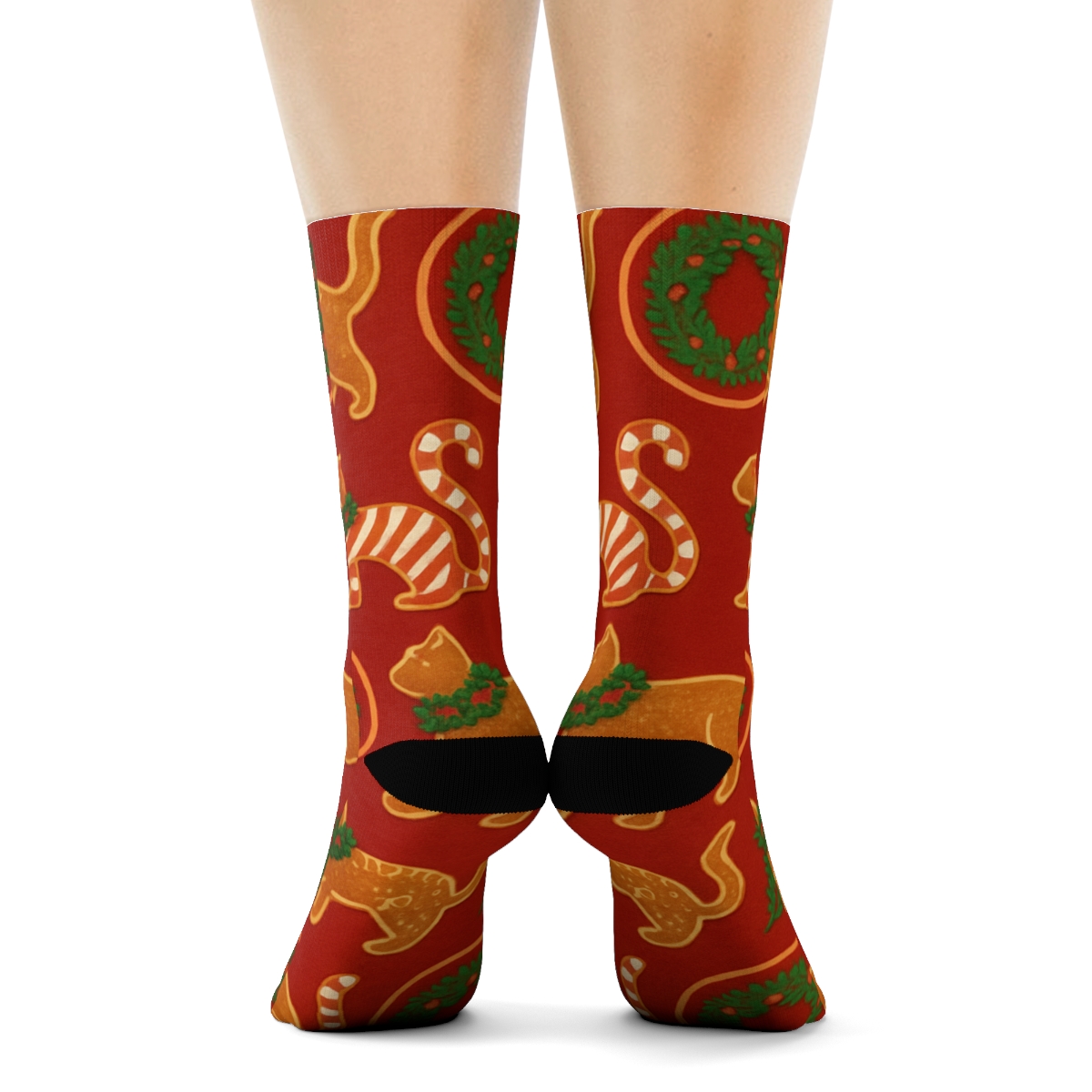 Gingerbread Cat Parade personalized crew socks