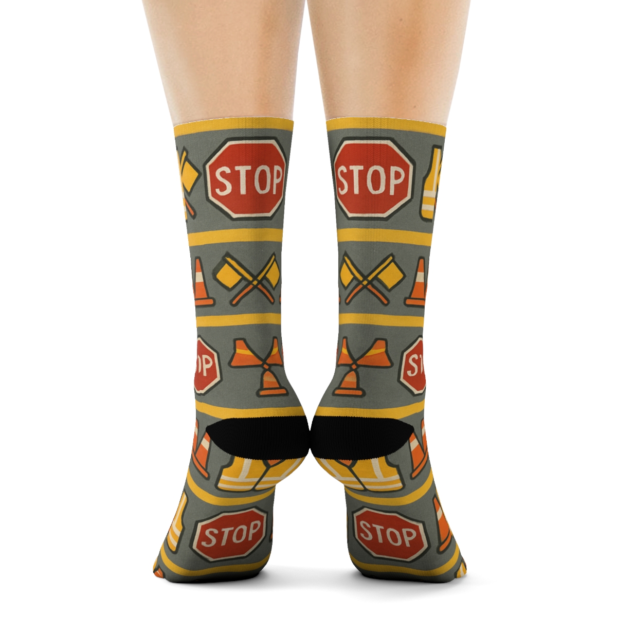 Patchwork Crossing Guard Safety Stripe Bands unique graphic crew socks