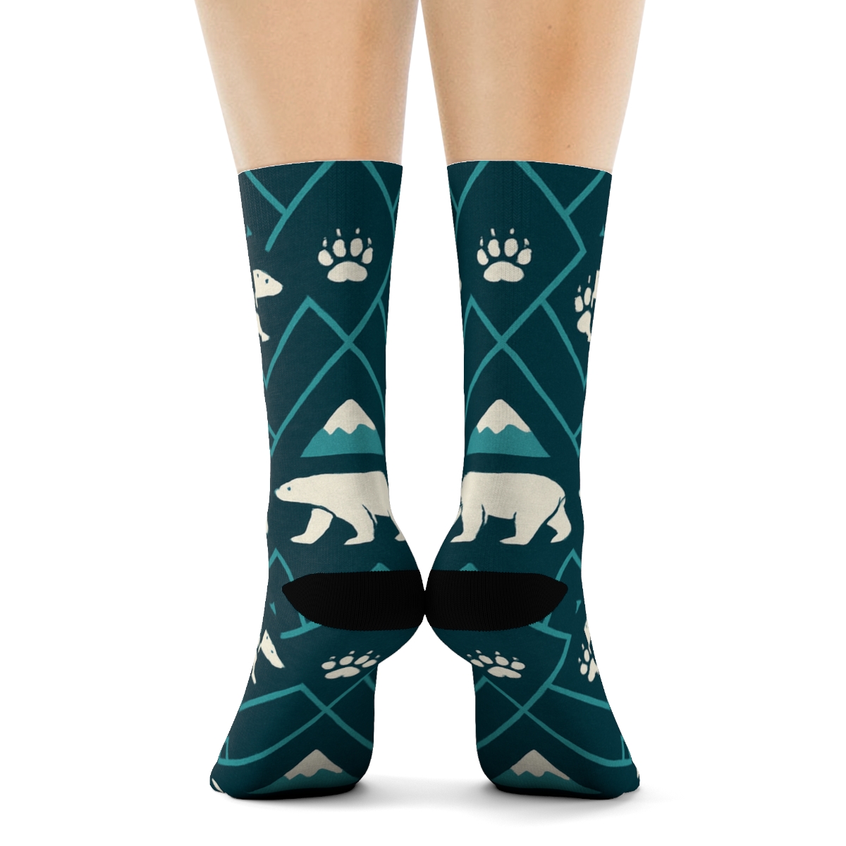 Iceberg Lattice With Polar Bear Silhouettes stylish athletic crew socks