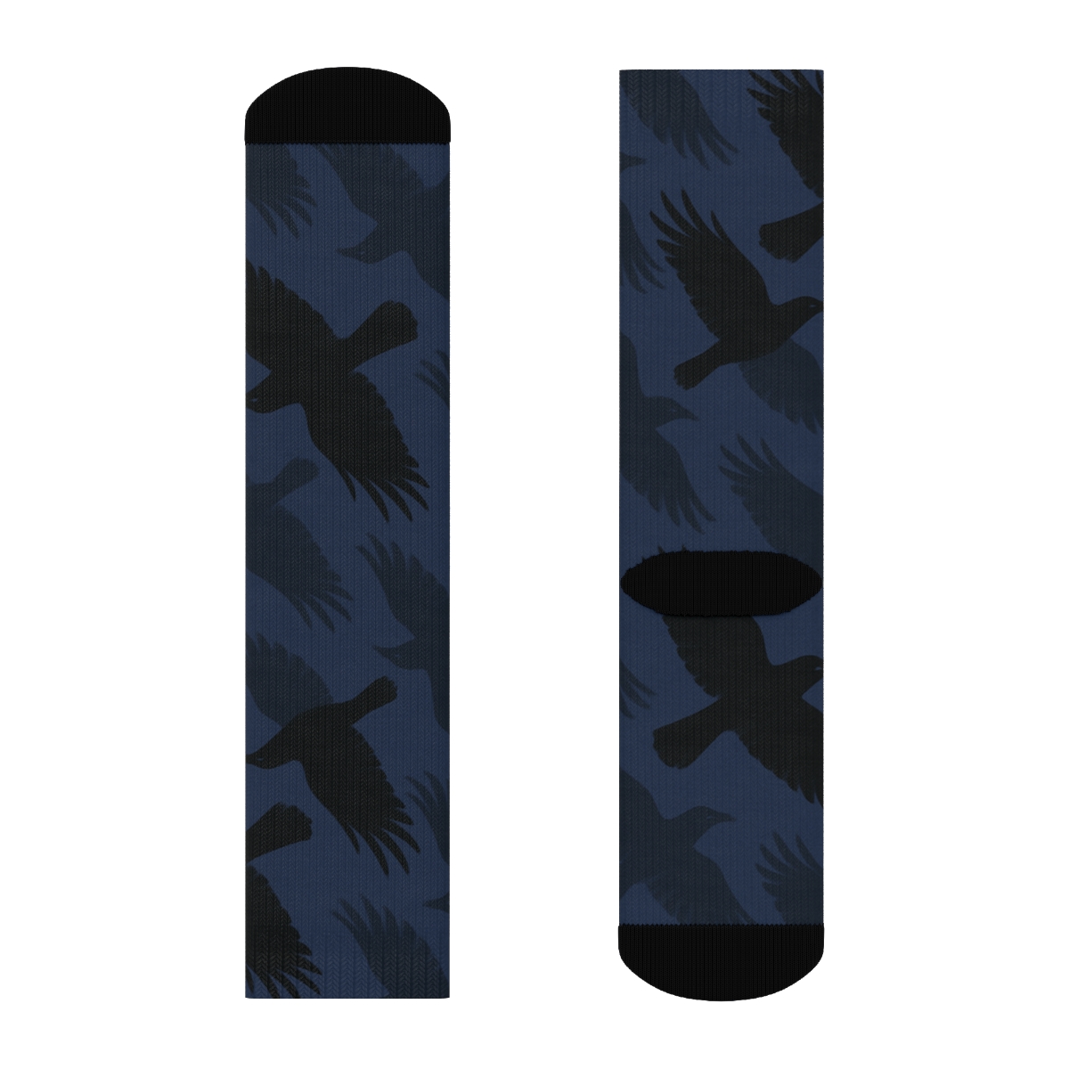 Midnight Crow Flight Silhouette On Deep Indigo stylish athletic crew socks
