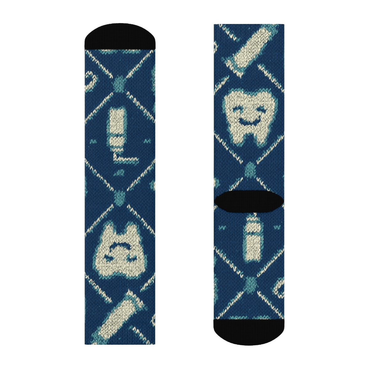 Knitted Illusion Dental Party Dentist Print comfortable cotton crew socks