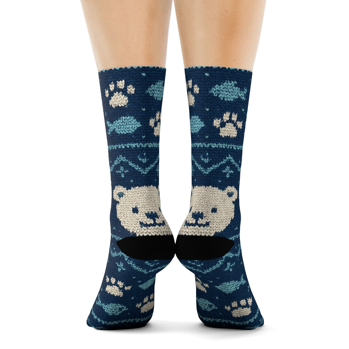 Knitted Polar Bear Snow Party Bands unique graphic crew socks