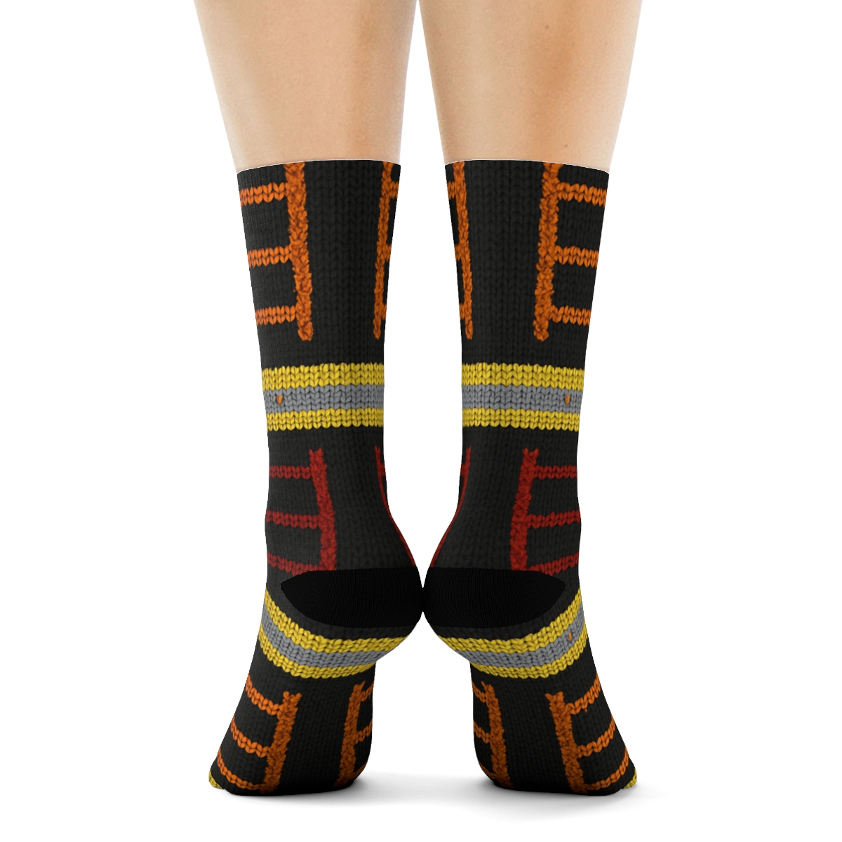 Ladder Stripe Bands In Fire Fighter Knit Illusion custom crew socks