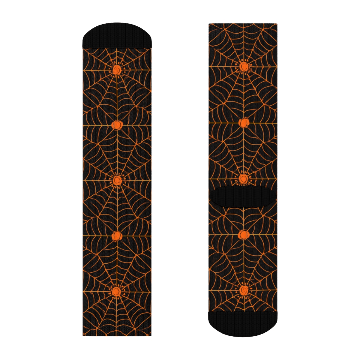 Orange Spider Web Lace Overlay On Black Background soft everyday crew socks