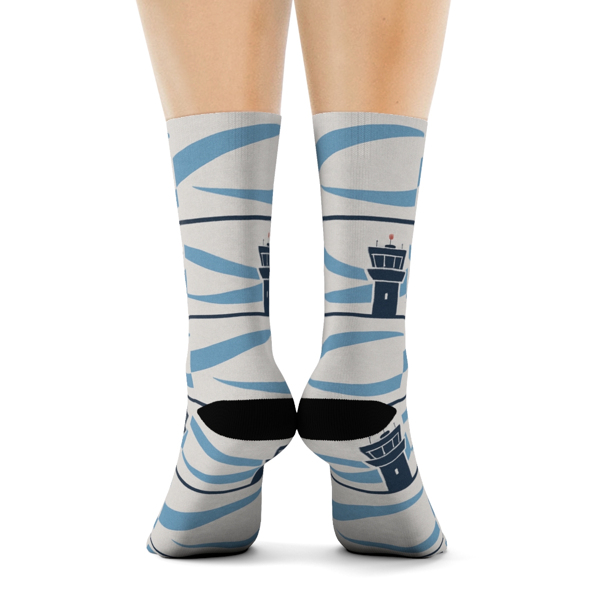 Air Traffic Tower And Jet Stream Bands custom crew socks