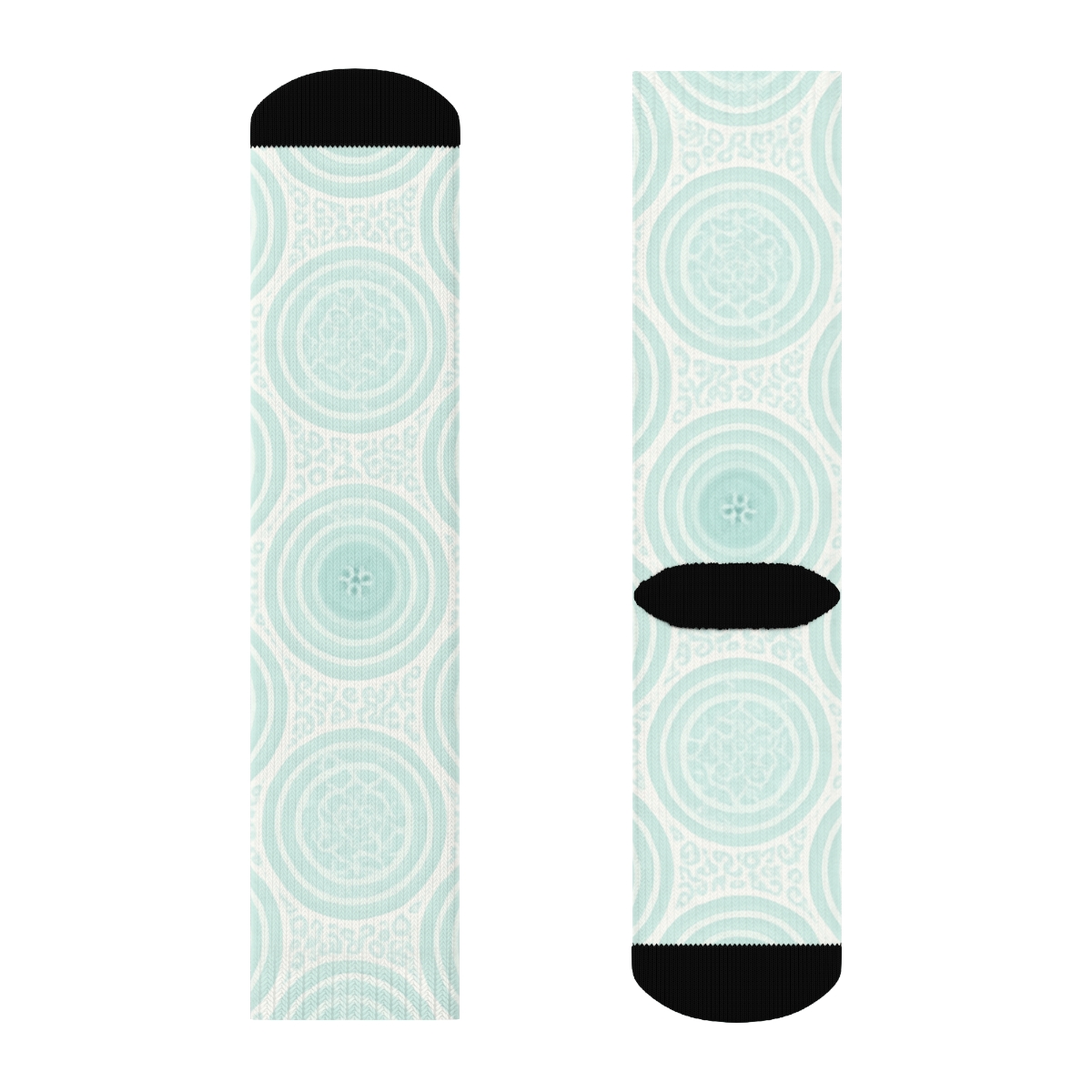 Seafoam Ripple Lattice comfortable cotton crew socks