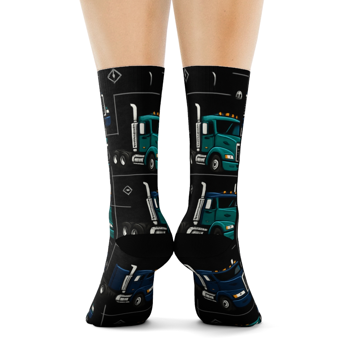Midnight Convoy Grid For Road Hero Truck Driver premium sports crew socks