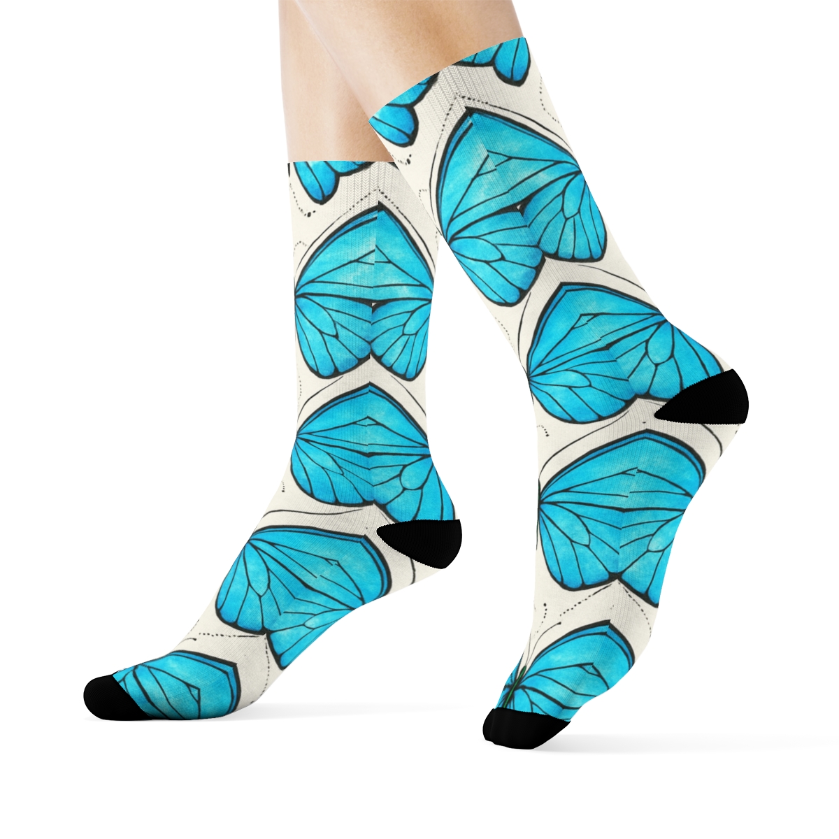 Iridescent Morpho Wing Vein Lattice On Pearl White premium sports crew socks