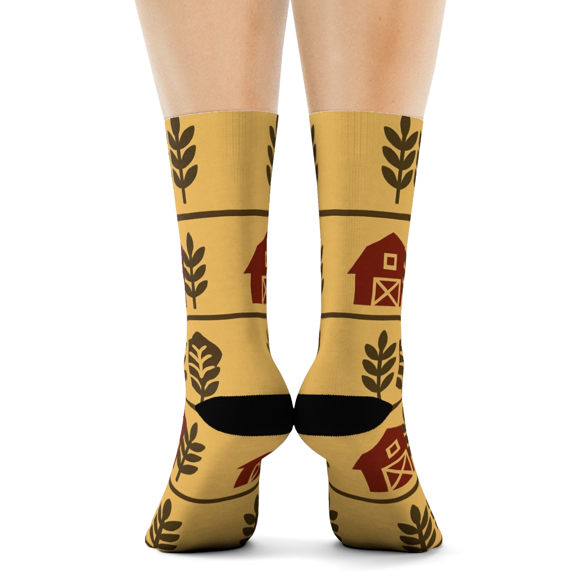 Golden Barn Row Pattern Farmer custom crew socks