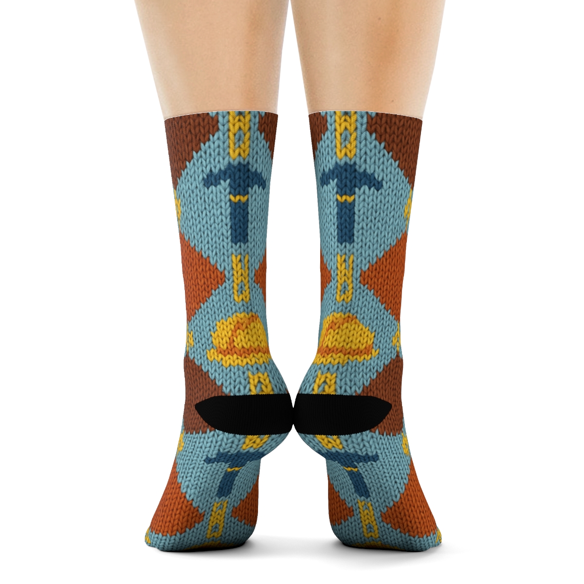 Knitted Roofer Shingle Tapestry premium sports crew socks