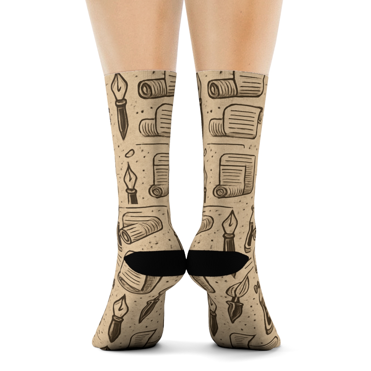 Typewriter Grid With Journalist Ink Texture soft everyday crew socks