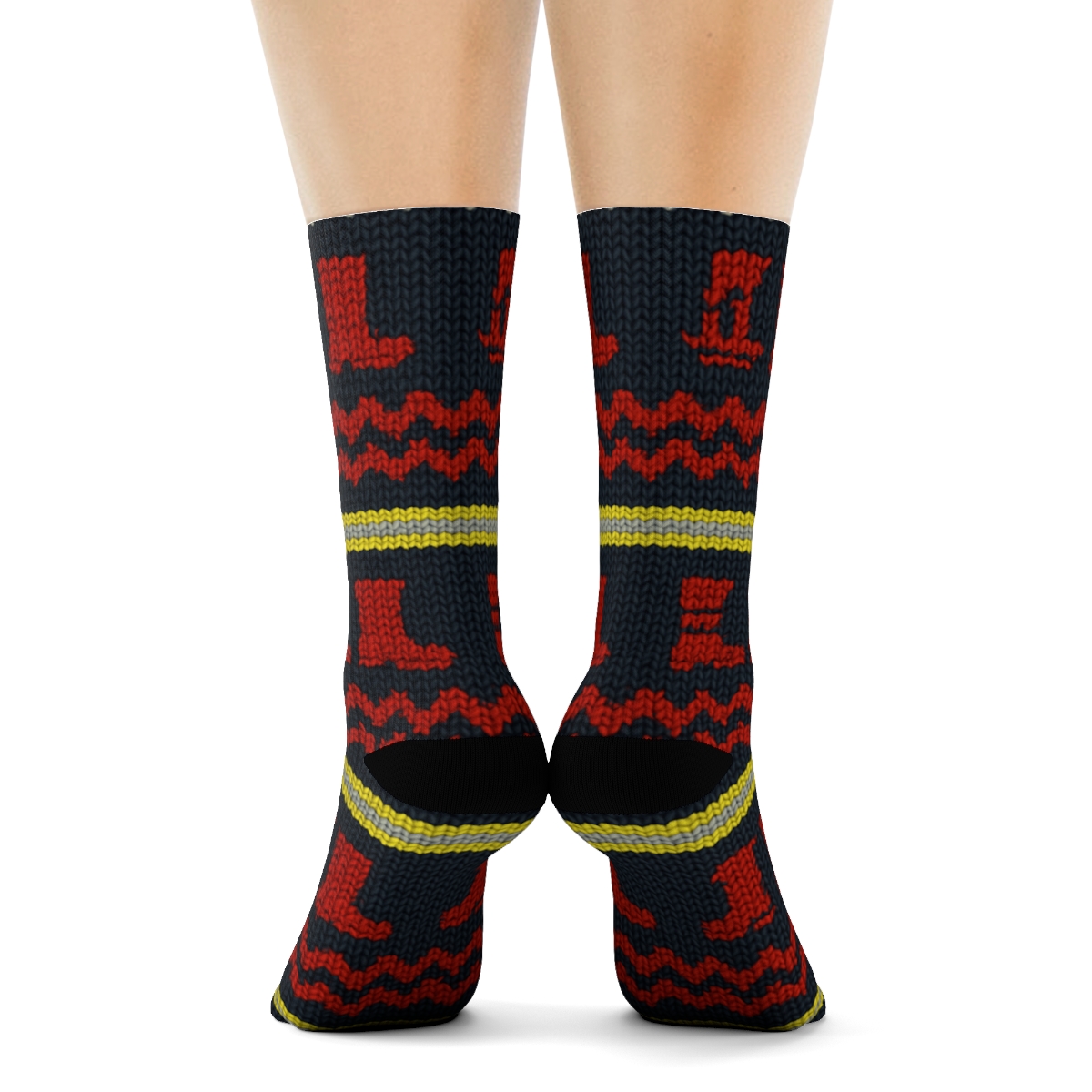 Knitted Ladder Stripe Fire Fighter Pattern Illusion soft everyday crew socks