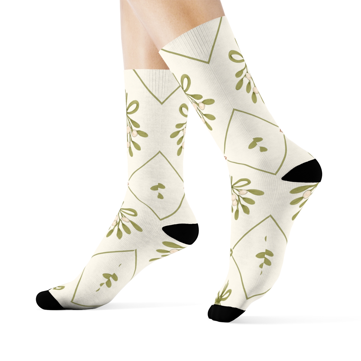 Mistletoe Diamond Lattice Christmas comfortable cotton crew socks