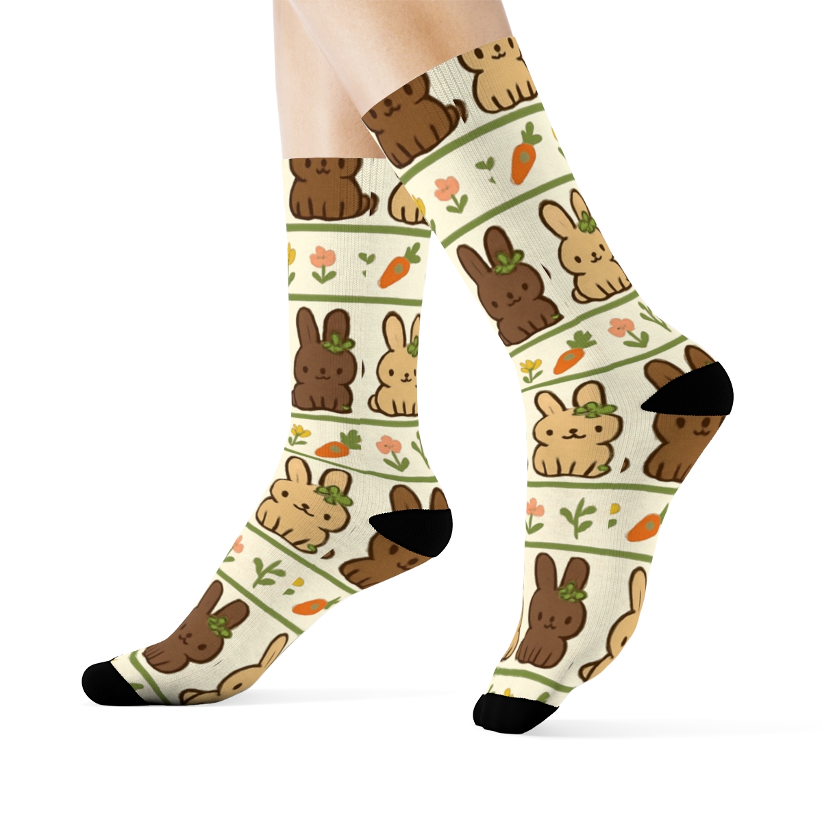 Rabbit Meadow Crown Stripe Pattern custom crew socks