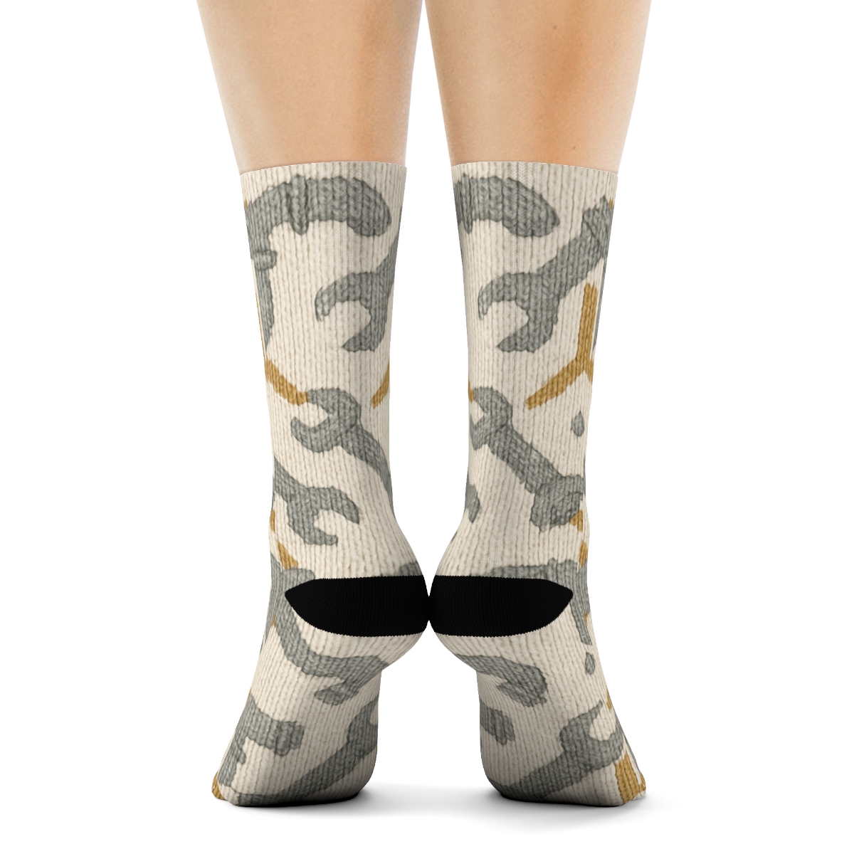 Knitted Illusion Wrench Lattice For Plumber premium sports crew socks