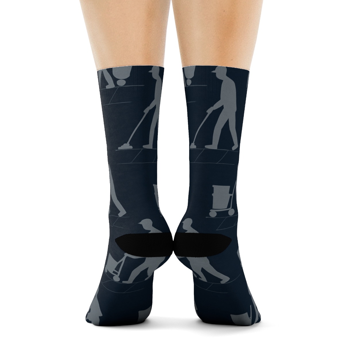 Midnight Tile Mosaic Janitor Pattern designer printed crew socks