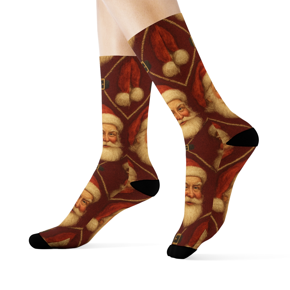 Santa Tiled Face Lattice premium sports crew socks