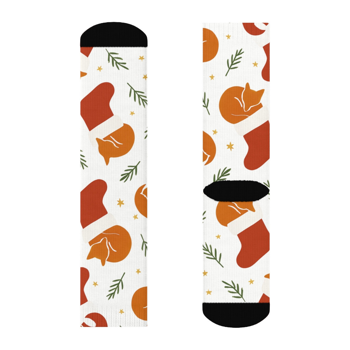 Fox Stocking Diagonal Garland designer printed crew socks