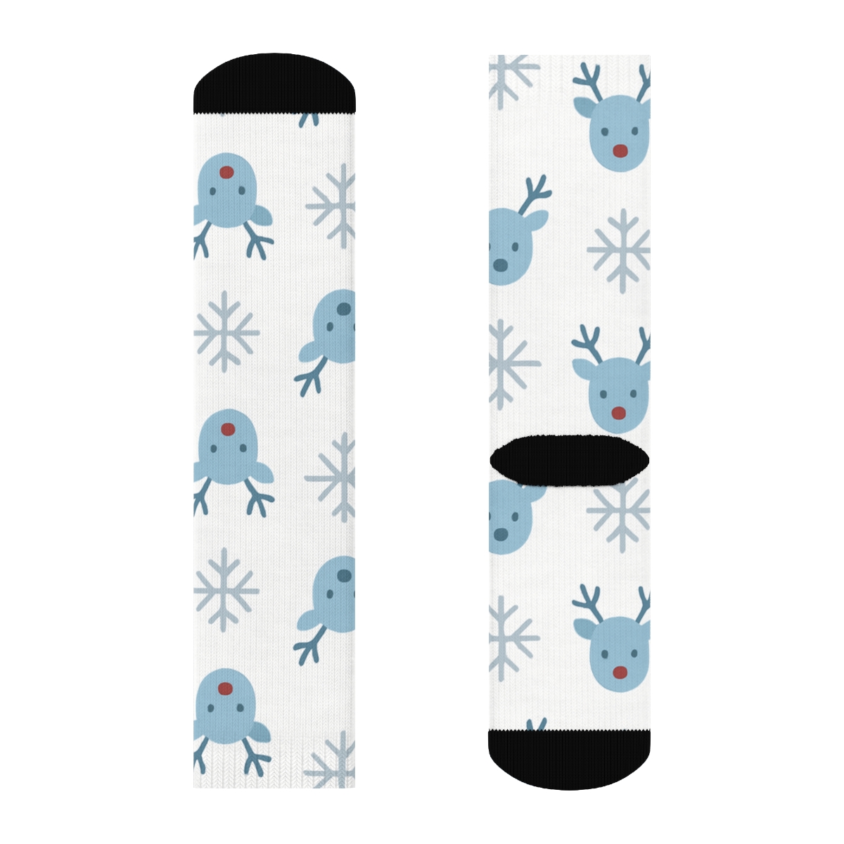 Snowflake Grid With Holiday Reindeer Icons soft everyday crew socks