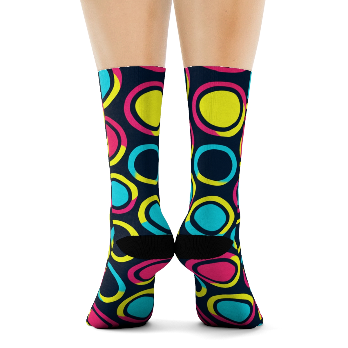Neon Pop Spot Mosaic stylish athletic crew socks