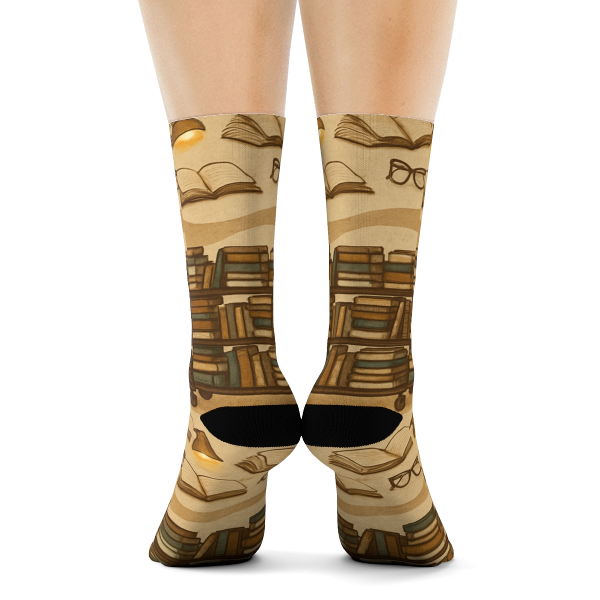 Librarian Cart Wave Pattern Bands comfortable cotton crew socks