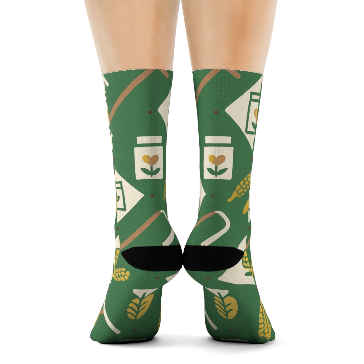 Farm Tools Mosaic With Farmer Accent Tiles designer printed crew socksFarm Tools Mosaic with Farmer Accent Tiles Crew Socks - Image 4
