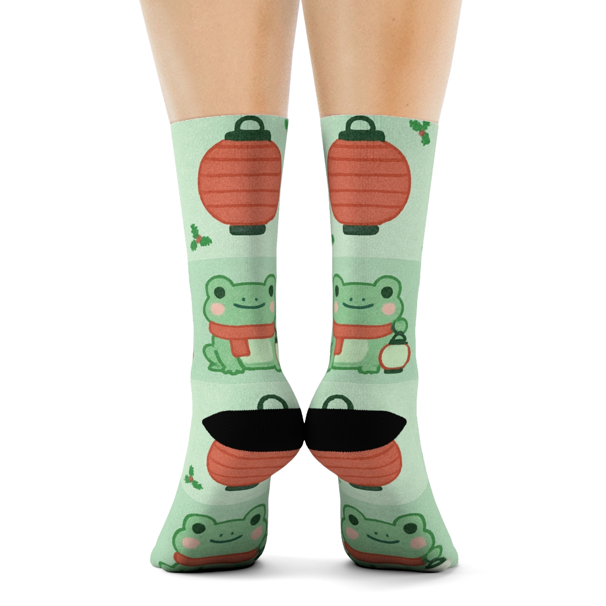 Frosty Frog Ornament Grid custom crew socks