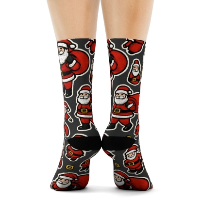 Pop Art Santa Collar Collage designer printed crew socks