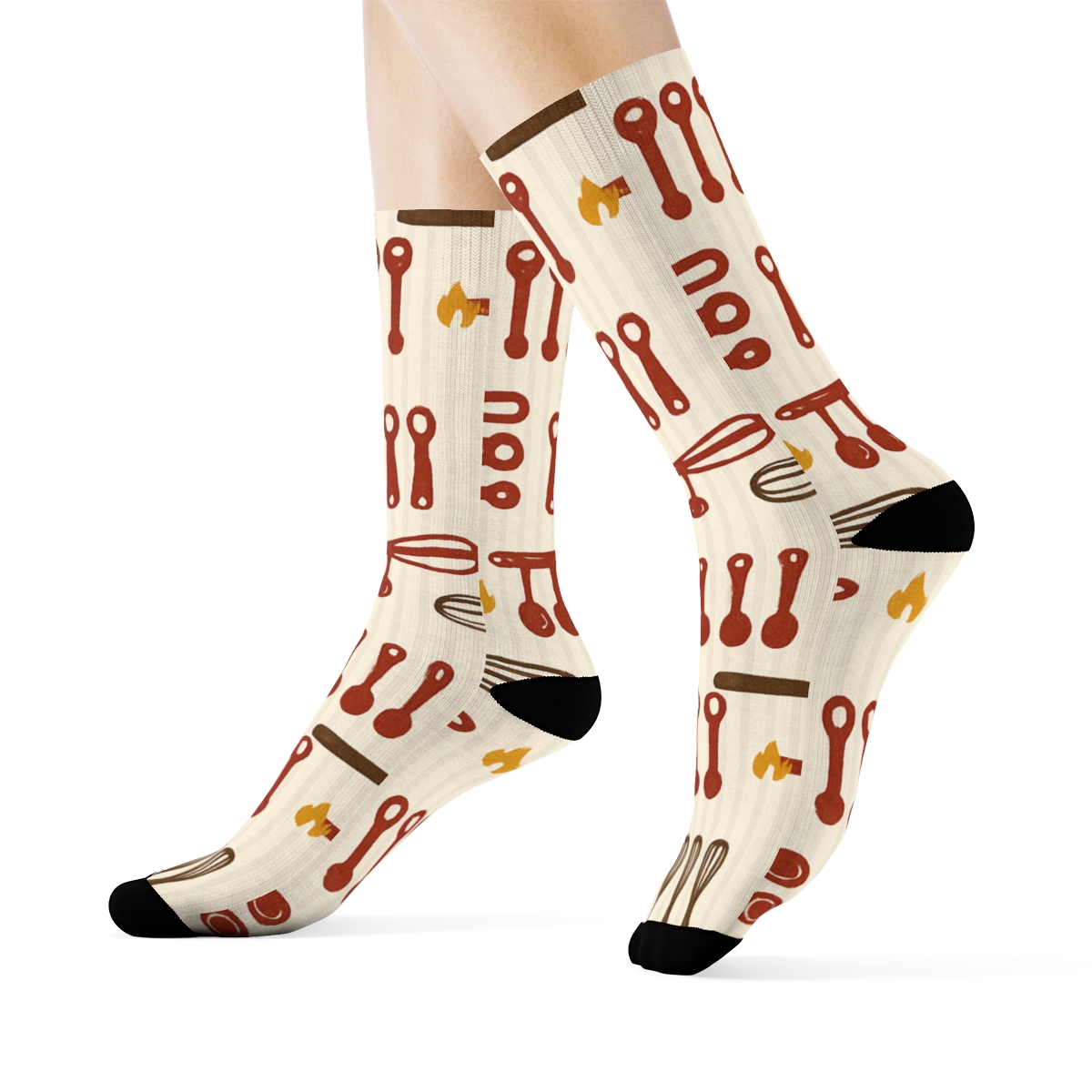 Recipe Cards With Chef Tool Rhythm custom crew socksRecipe Cards with Chef Tool Rhythm Crew Socks - Image 3
