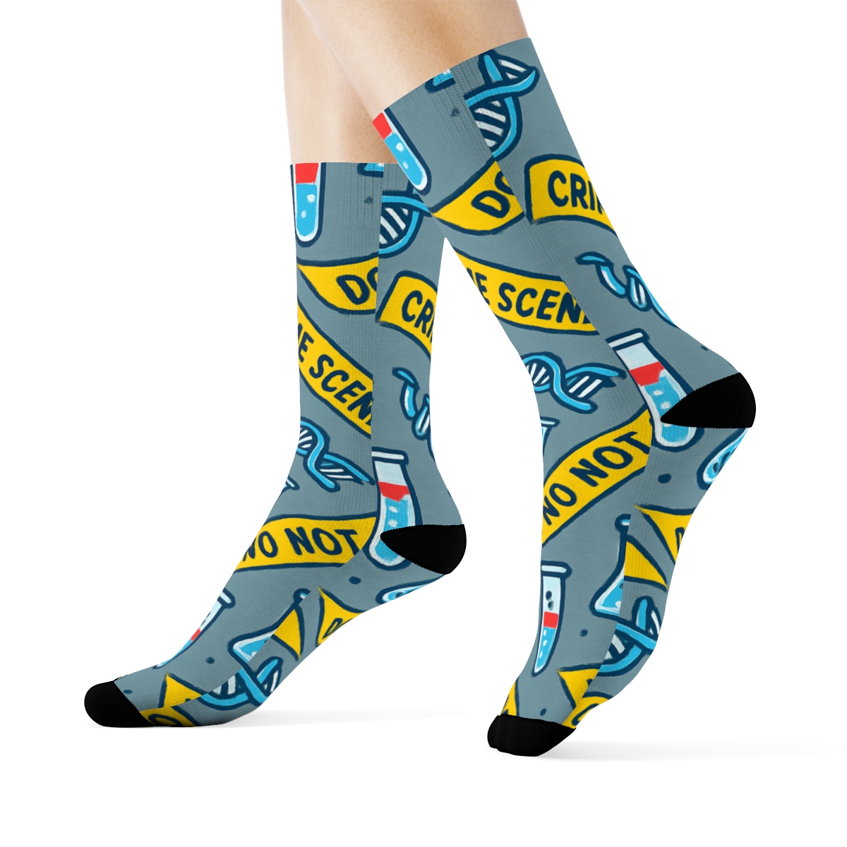 Forensic Scientist Crime Scene Tape Wave Pattern personalized crew socks