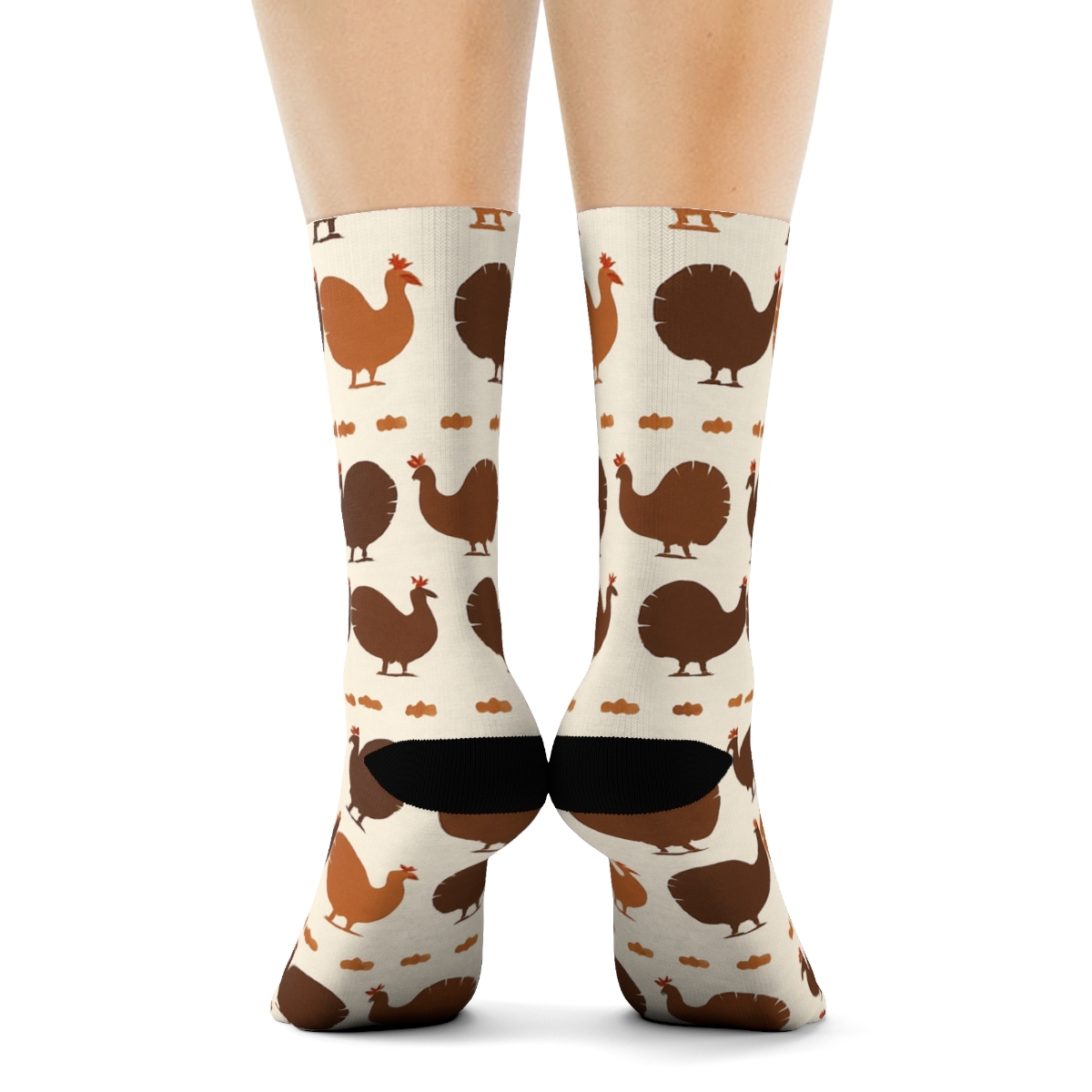 Feather Crown Grid With Turkey Silhouette Rhythm stylish athletic crew socks