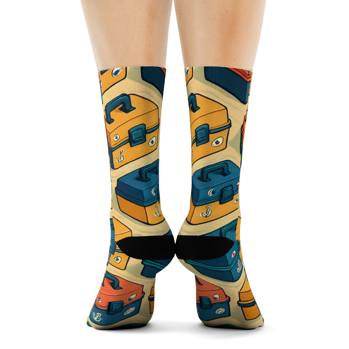 Tackle Box Lattice With Fisher Charm personalized crew socks