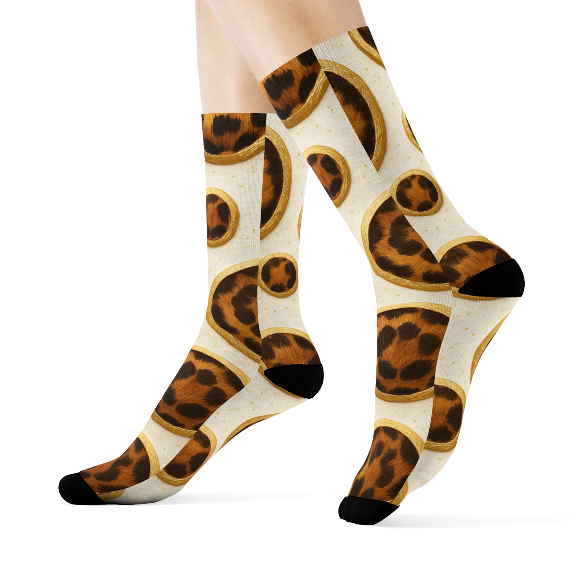 Blush Gold Rosette Medallions On Ivory Background soft everyday crew socks