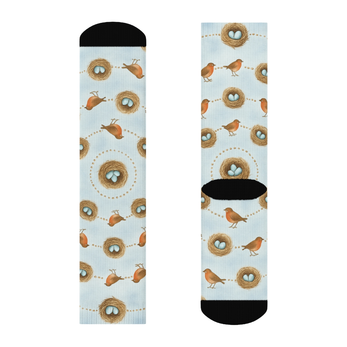Robin Nest Orbit Dotted Rings On Soft Sky Blue designer printed crew socks